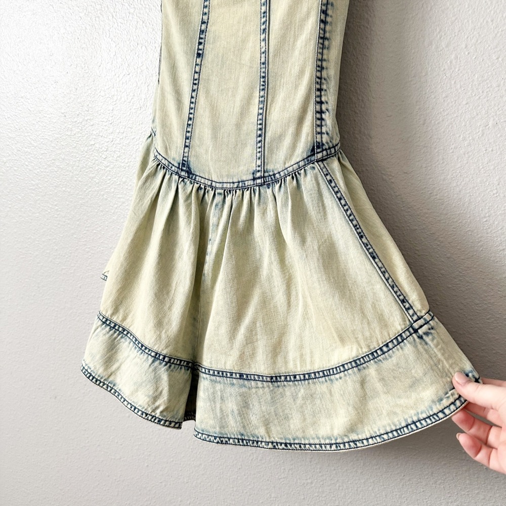 Pilcro Cream Wash Denim Romper with Blue Accents - Picture 4 of 11